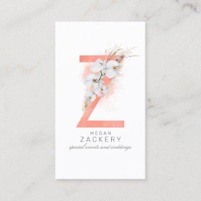 Z Letter Monogram White Orchids and Pampas Grass