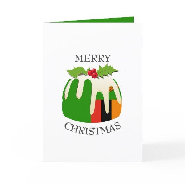 ZAMBIA FLAG | Festive Plum Pudding | Christmas Holiday Card