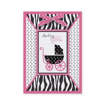 Zebra Print & Baby Carriage Baby Shower Reminder