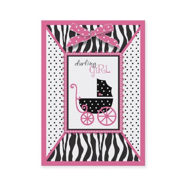 Zebra Print & Baby Carriage Baby Shower Reminder