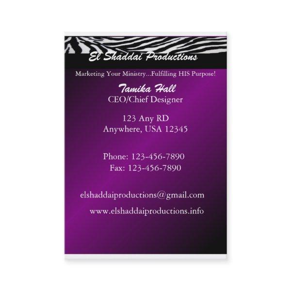 Zebra Purple Business | Ministry Card