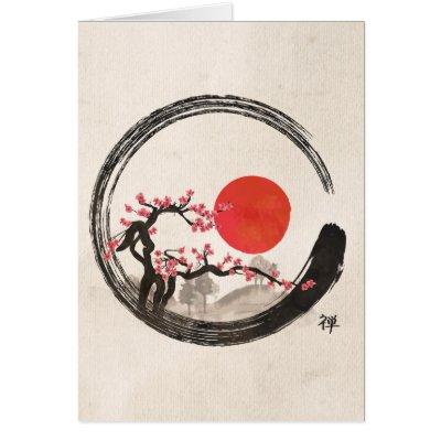 Zen Enso Circle and Sakura Tree