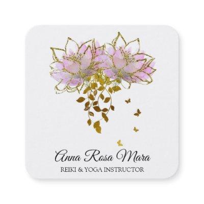 *~* Zen QR AP32  Pink Lotus Butterfly  Floral Logo Square