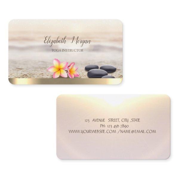 Zen Stones,Flowers,Gold Yoga