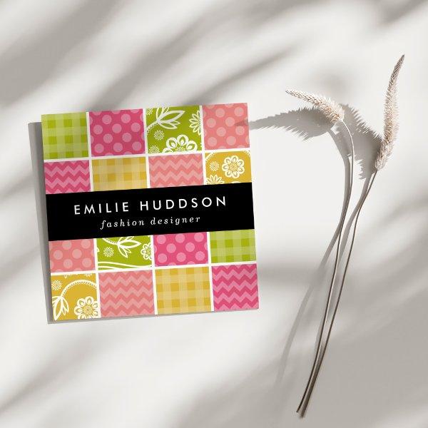 Zigzag, Chevron, Polka Dots, Gingham, Patchwork Square