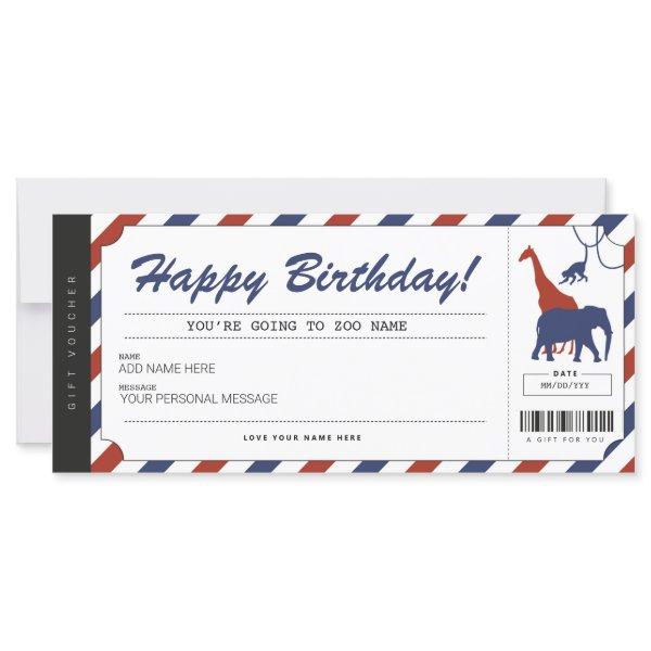 Zoo Birthday Gift Ticket Voucher Certificate