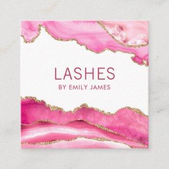 Trendy Modern Pink Agate Lash Extensions Beauty Square
